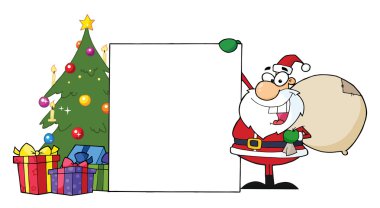 Santa With A Blank Sign clipart