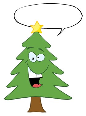karikatür Noel ağacı ile konuşma balonu