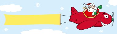 Santa Flying A Plane Banner clipart