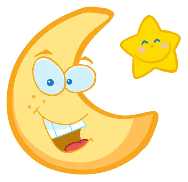 Moon And Star Cartoon Characters — Stock Photo © HitToon #4725379