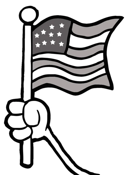 Grayscale Hand Waving An American Flag — Stock Photo, Image