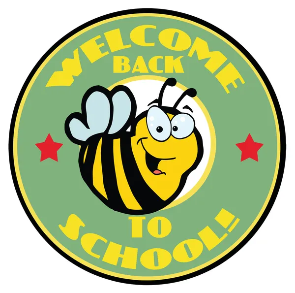 Green Welcome Back To School Bee Circle — Stock Photo, Image