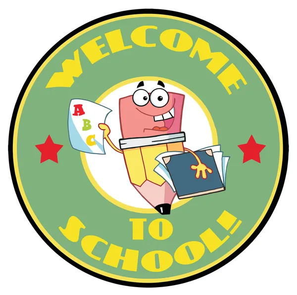 Welcome Back School Circle Pencil Holding Grade Card — Stock Photo, Image