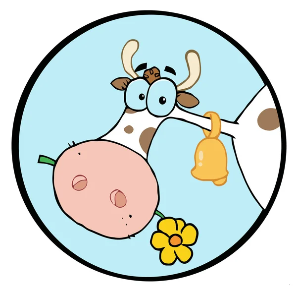 Clipart Granja Cabeza Vaca Masticando Una Flor —  Fotos de Stock