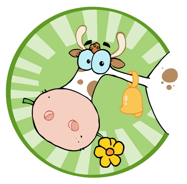 Clipart Ilustración Granja Cabeza Vaca Masticando Una Flor —  Fotos de Stock