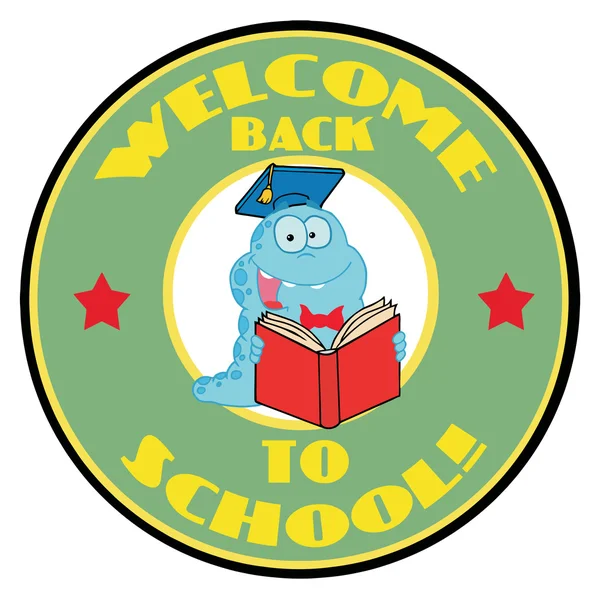 Blue Worm Green Welcome Back School Circle — Stock Photo, Image