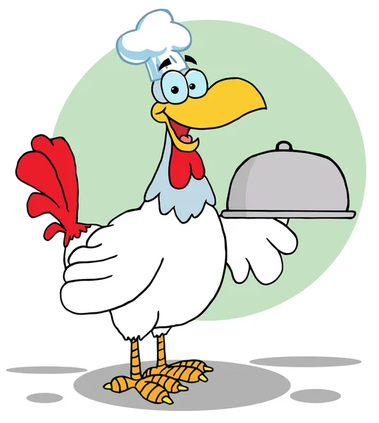 Rooster Bird Chef Serving A Platter — Stock Photo, Image