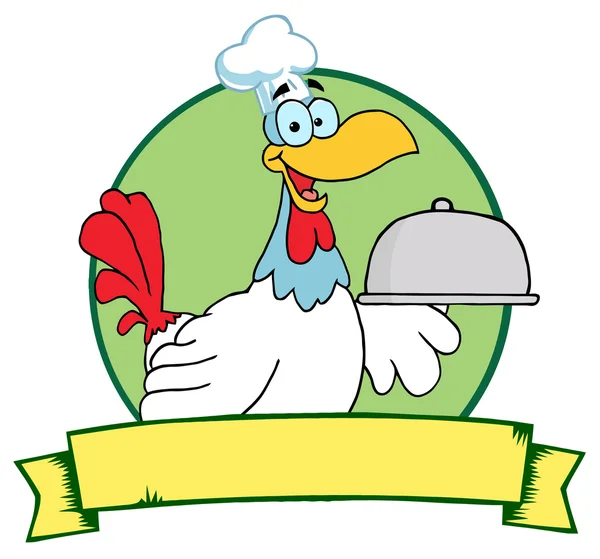 닭 요리사는 원 위에 플래터를 제공 — 스톡 사진