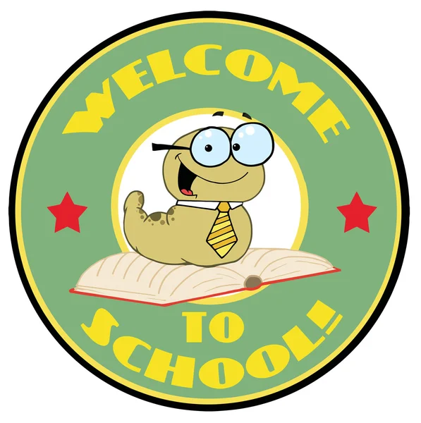 에 오신 것을 환영 합니다 학교 원형 녹색 벌레 — 스톡 사진