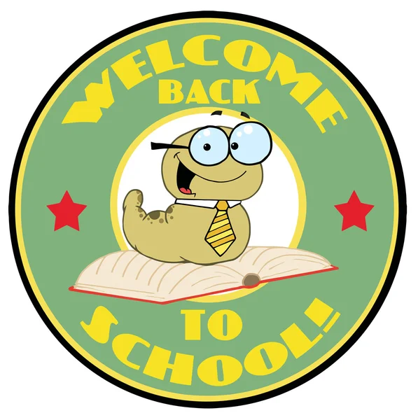Green Worm Green Welcome Back School Circle — Stock Photo, Image