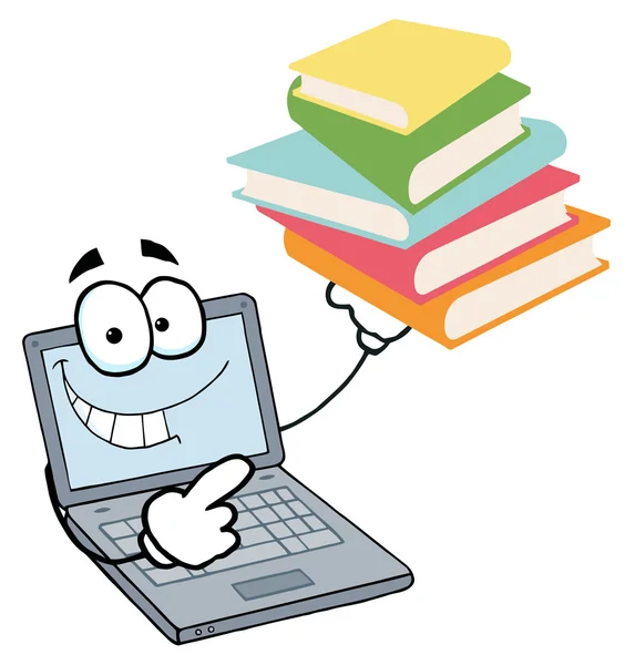 stock image Laptop Guy Holding a Stack of Books