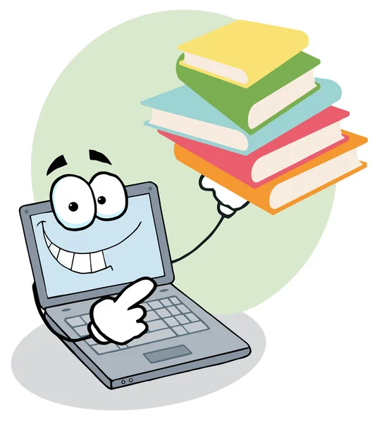 stock image Laptop Guy Holding Books