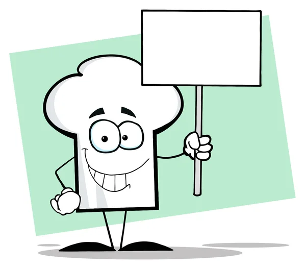 Kochmützenfigur Mit Weißem Schild — Stockfoto