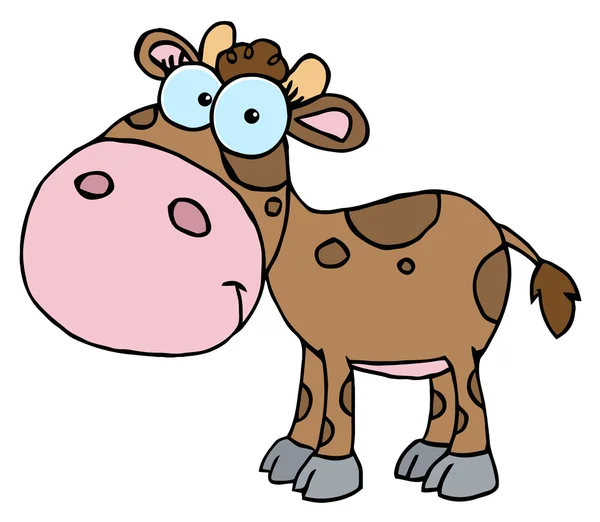 Kreskówka Maskotka Znaków Ładny Mały Krowa — Zdjęcie stockowe