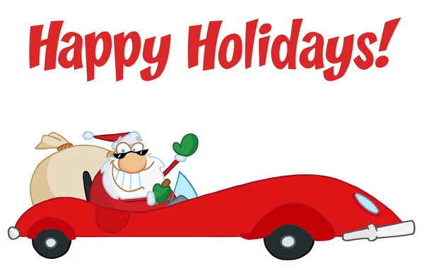 Boas festas Saudação com Santa Driving — Fotografia de Stock