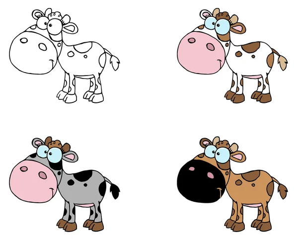 Cartoon Character Calf Different Color Set — Stock Photo, Image