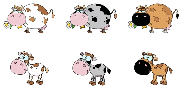 Ψηφιακή κολάζ των έξι αγελάδων — Φωτογραφία Αρχείου