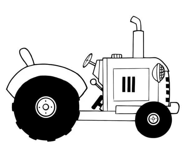 黑色和白色农用拖拉机的插图 — 图库照片