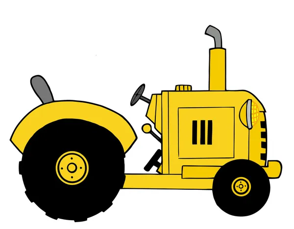 Vintage Sárga Mezőgazdasági Traktor — Stock Fotó