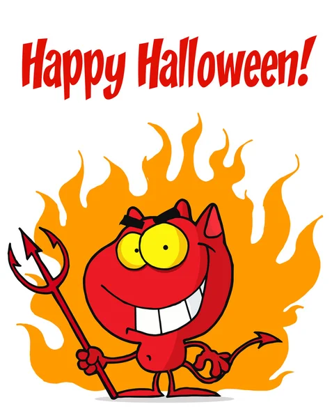Happy halloween hälsning över en djävul — Stockfoto