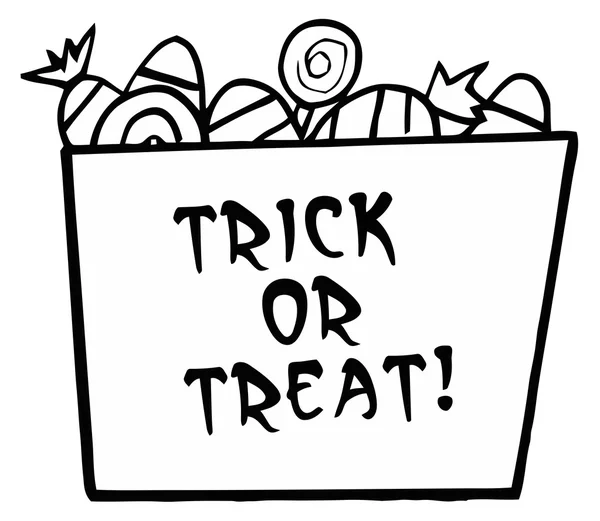 Black and White Trick Or Treat Bucket Of Candy — стоковое фото