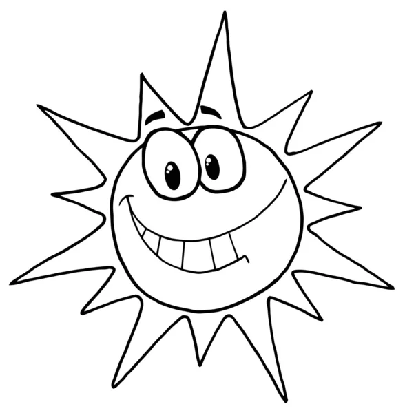Outlined Sunny Face Smiling — Stock Photo, Image