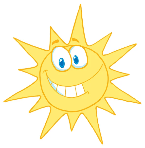 Slunečno Tvář Usměvavá Kreslená Postavička — Stock fotografie