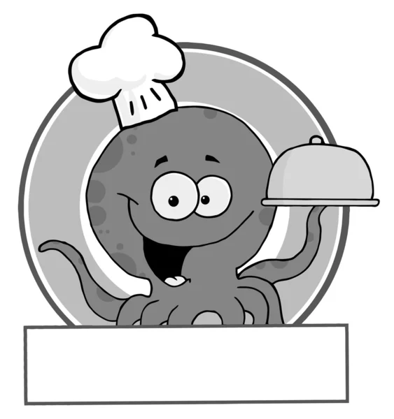 Grayscale Octopus Chef — Stock Photo, Image