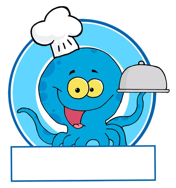 Blue Octopus Chef Logo — Stock Photo, Image