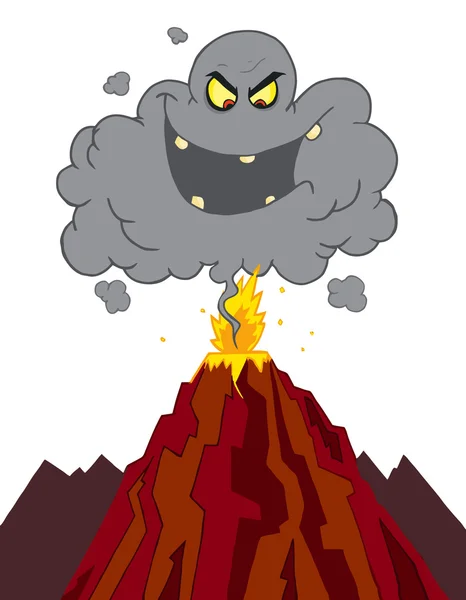 Kwaad aswolk boven een uitbarstende vulkaan — Stockfoto