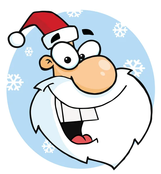 圣诞老人脸笑在蓝色雪花的圈子 — 图库照片