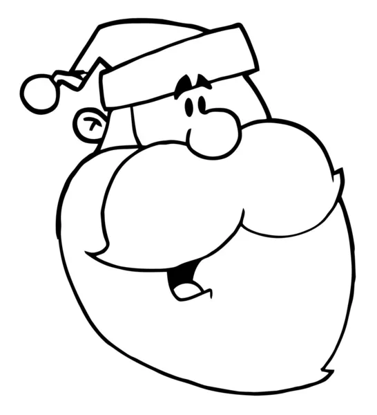 Outline Of A Happy Cartoon Santa Head Facing Right — Stock Photo, Image
