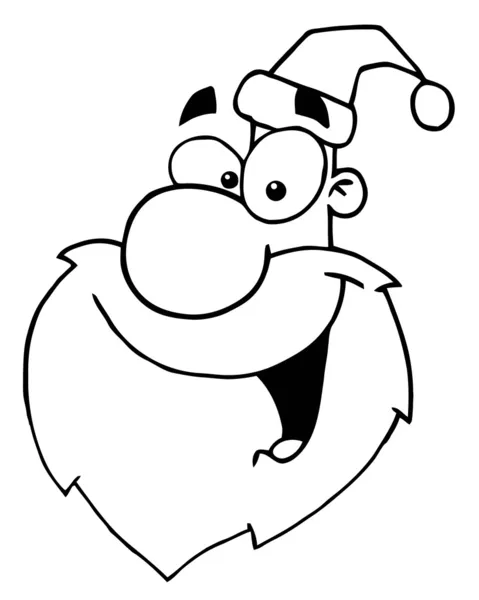 Окраска Страницы Контур Счастливого Мультфильма Санта Голова Лицом Влево — стоковое фото