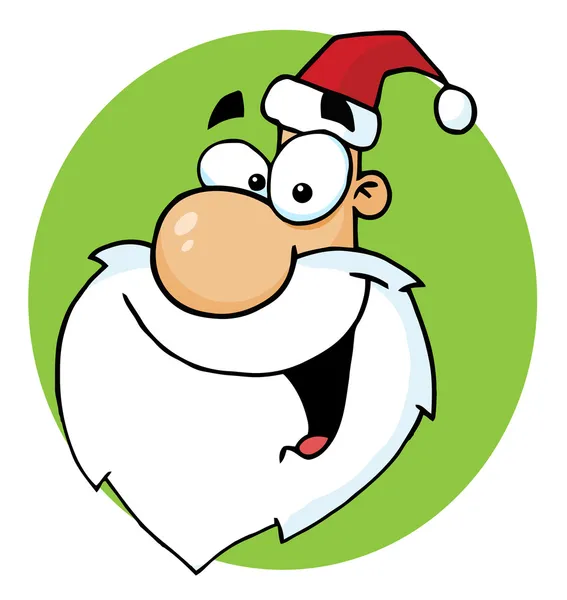 Happy Cartoon Santa Hoofd Geconfronteerd Met Links Een Groene Cirkel — Stockfoto