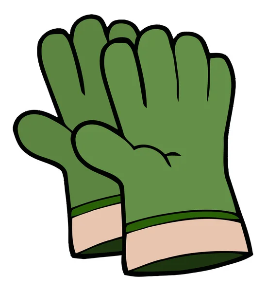 Ζευγάρι πράσινο γάντια κηπουρικής στο χέρι — Φωτογραφία Αρχείου