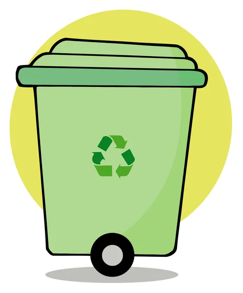 Papelera de reciclaje verde rodante — Foto de Stock