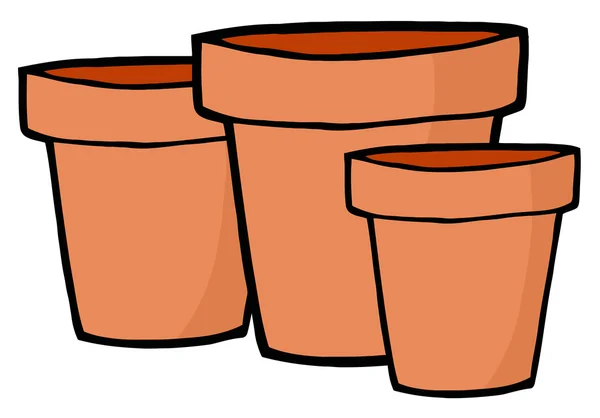 Három Terrakotta Edények Illusztráció — Stock Fotó