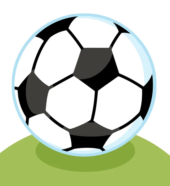Pelota de fútbol con un contorno azul en una colina cubierta de hierba —  Fotos de Stock