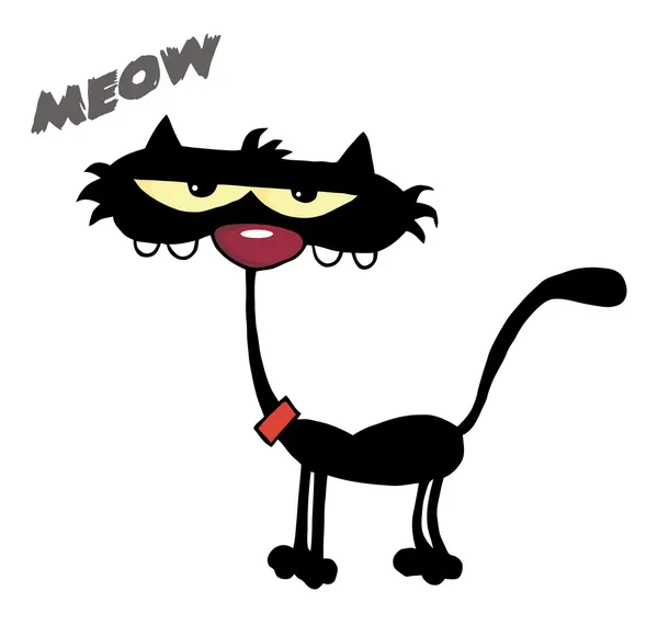 Czarny kot kreskówka charactrer — Zdjęcie stockowe