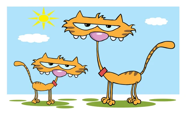 Oranje Kitten Door Een Moeder Kat Gedurende Dag — Stockfoto