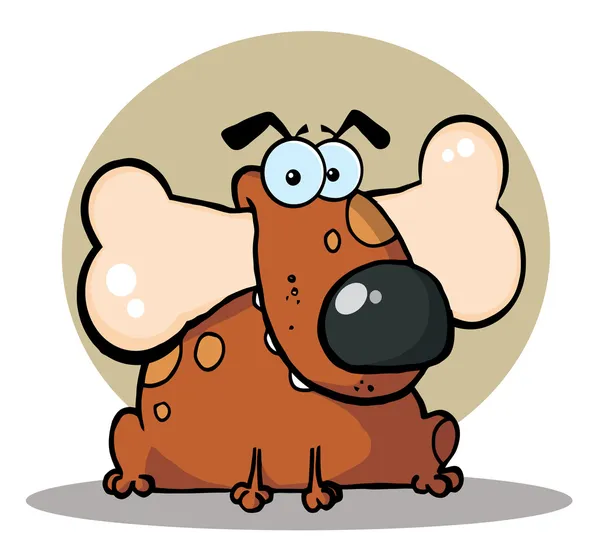 Gordo Brown Dog Com Osso Boca — Fotografia de Stock