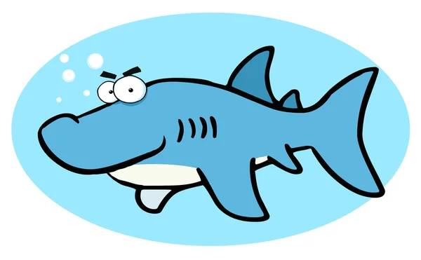 Grumpy Blue Shark In A Blue Oval — Stock Photo, Image