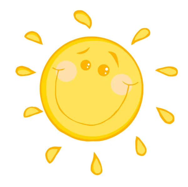 Glückliche Sonne Mit Einem Lächeln Cartoon Figur — Stockfoto
