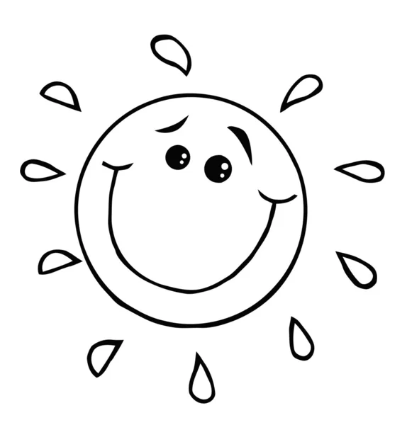 Szczęśliwy słońce doodled z uśmiechem — Zdjęcie stockowe