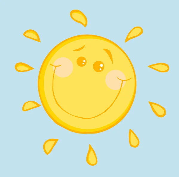 Glückliche Sonne Mit Einem Lächeln Über Blau — Stockfoto