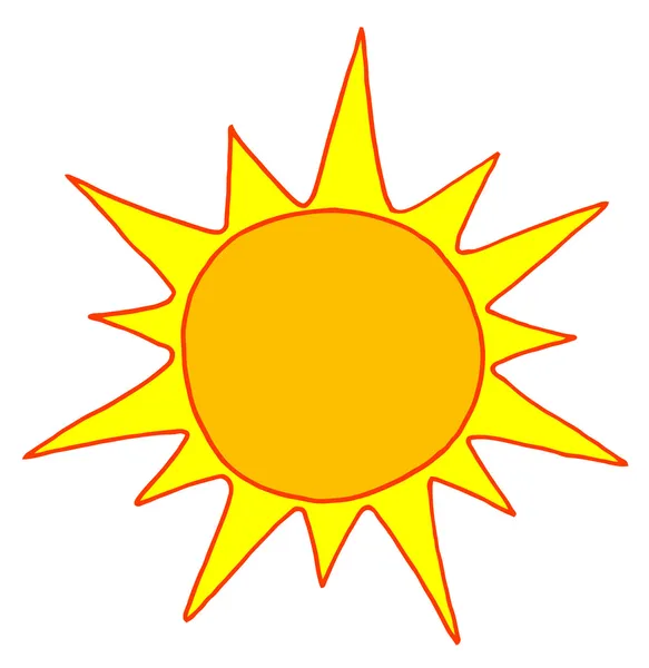 Żółte Słońce Świeci Postać Kreskówki — Zdjęcie stockowe