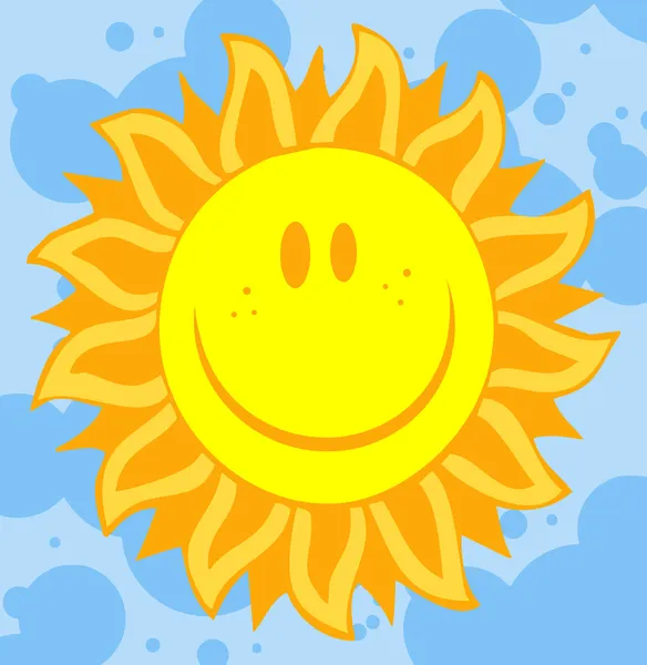 Petal Işınları Gibi Mutlu Çilli Güneş Yüzü — Stok fotoğraf