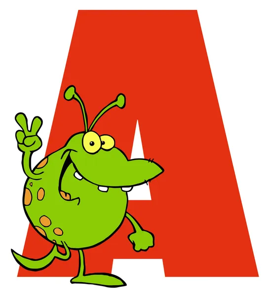 Letter A With An Alien — Stock Photo, Image