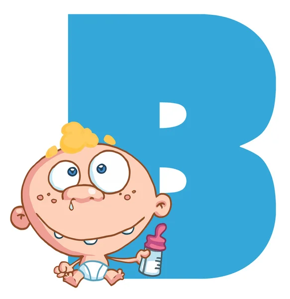 Buchstabe Mit Einer Baby Comicfigur — Stockfoto