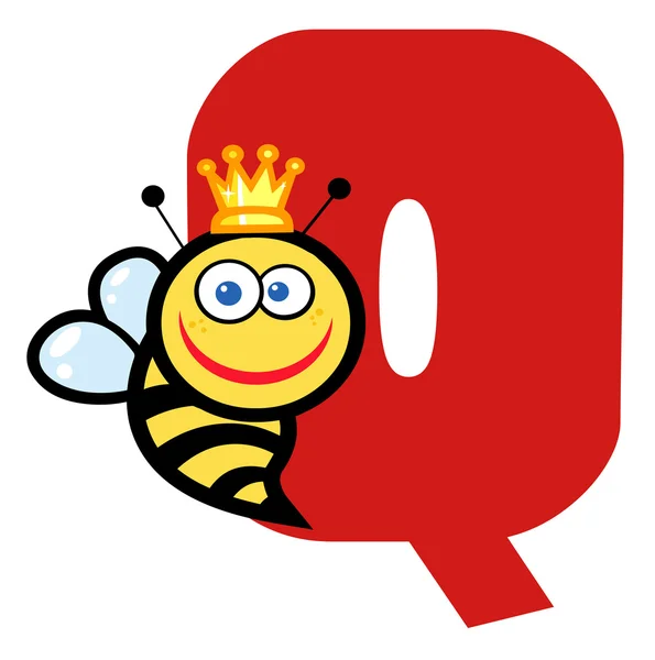 Carta Q com uma abelha rainha — Fotografia de Stock
